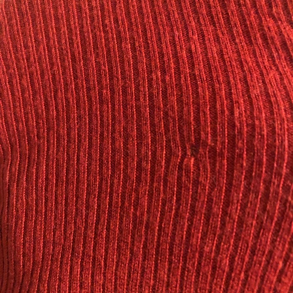 Ted Baker Albaai Scalloped Mock Neck Sweater In Dark Orange / Rust Brown Red - Picture 9 of 10